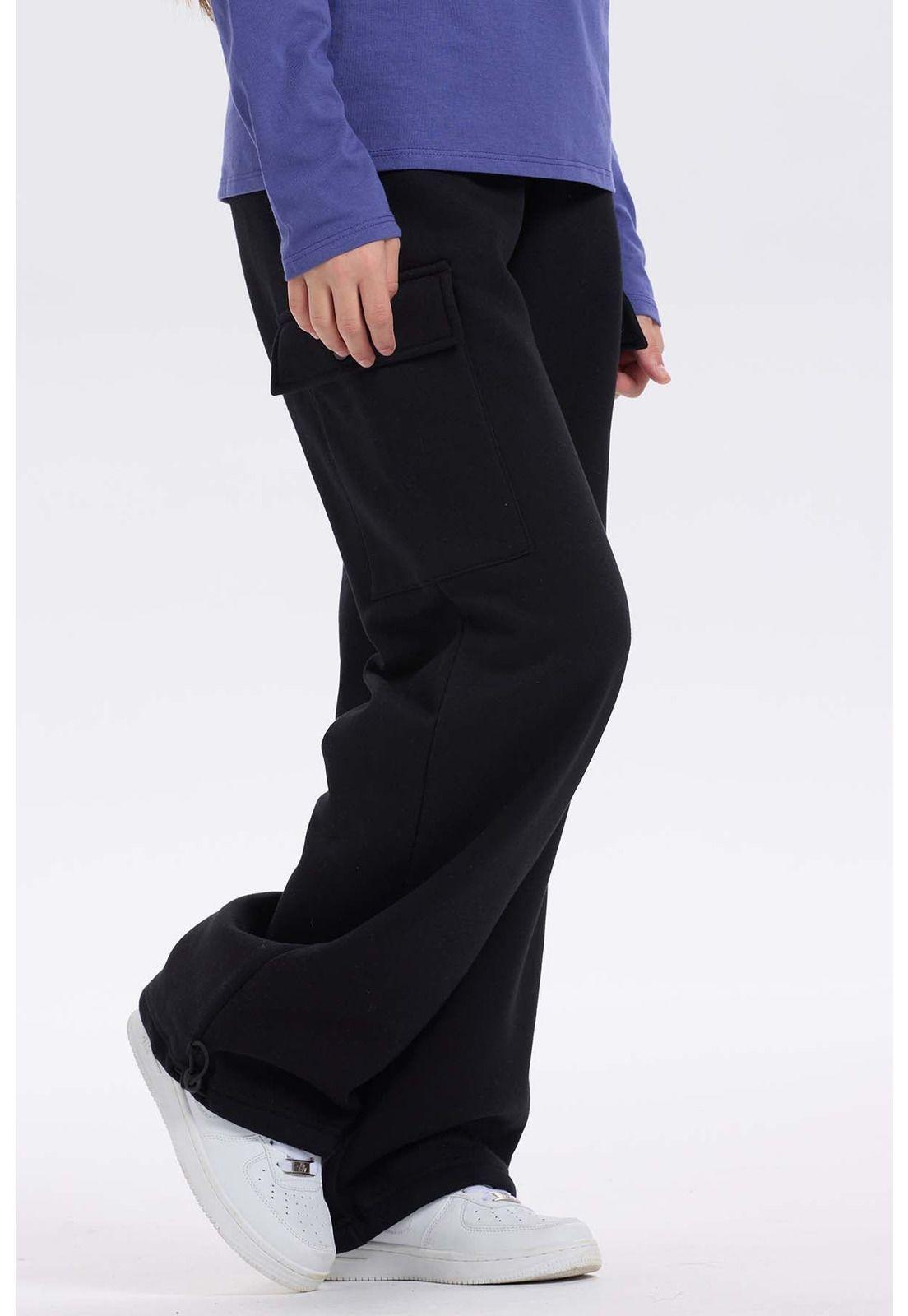 Pantalón Buzo Niña Cargo Negro-2