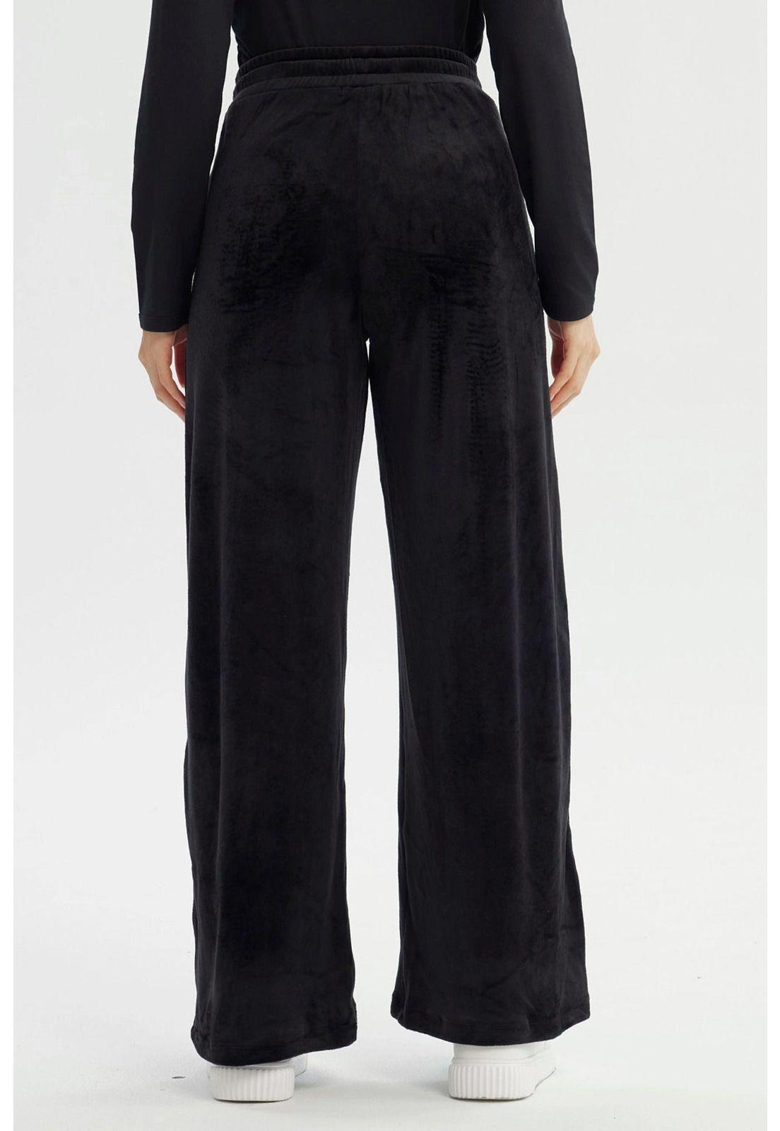Pantalón Buzo Mujer Wide Leg Negro - V-2