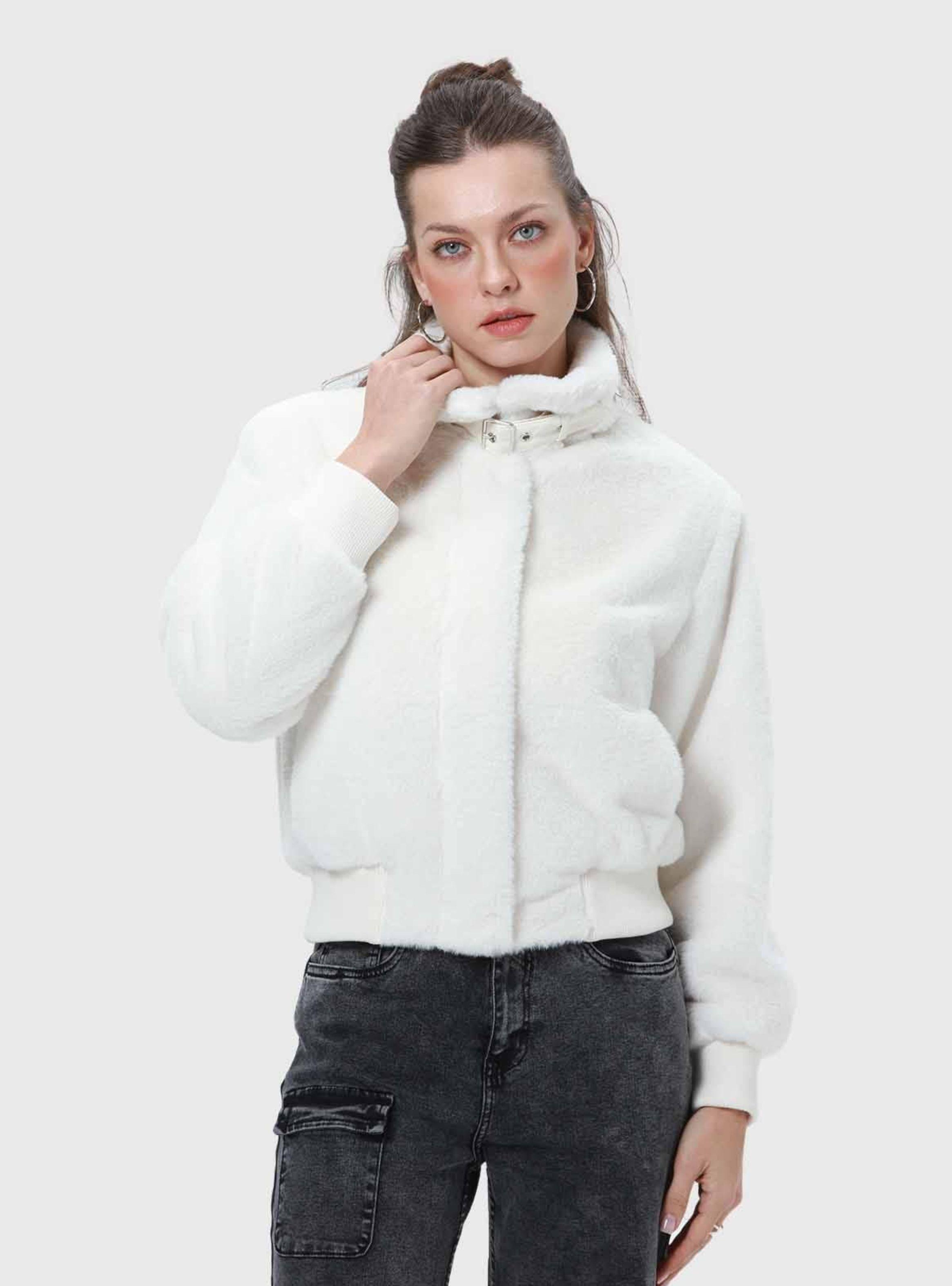 Chaqueta Mujer Peludo Crudo Fashion's Park-0
