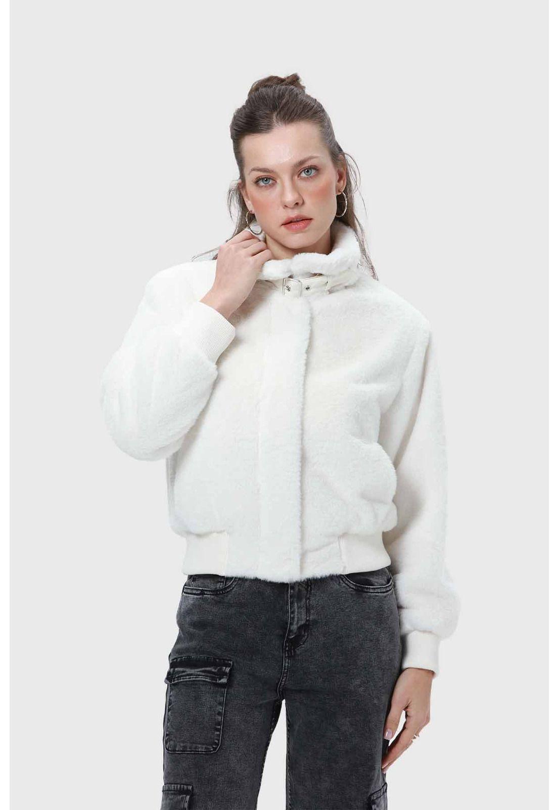 Chaqueta Mujer Peludo Crudo-0