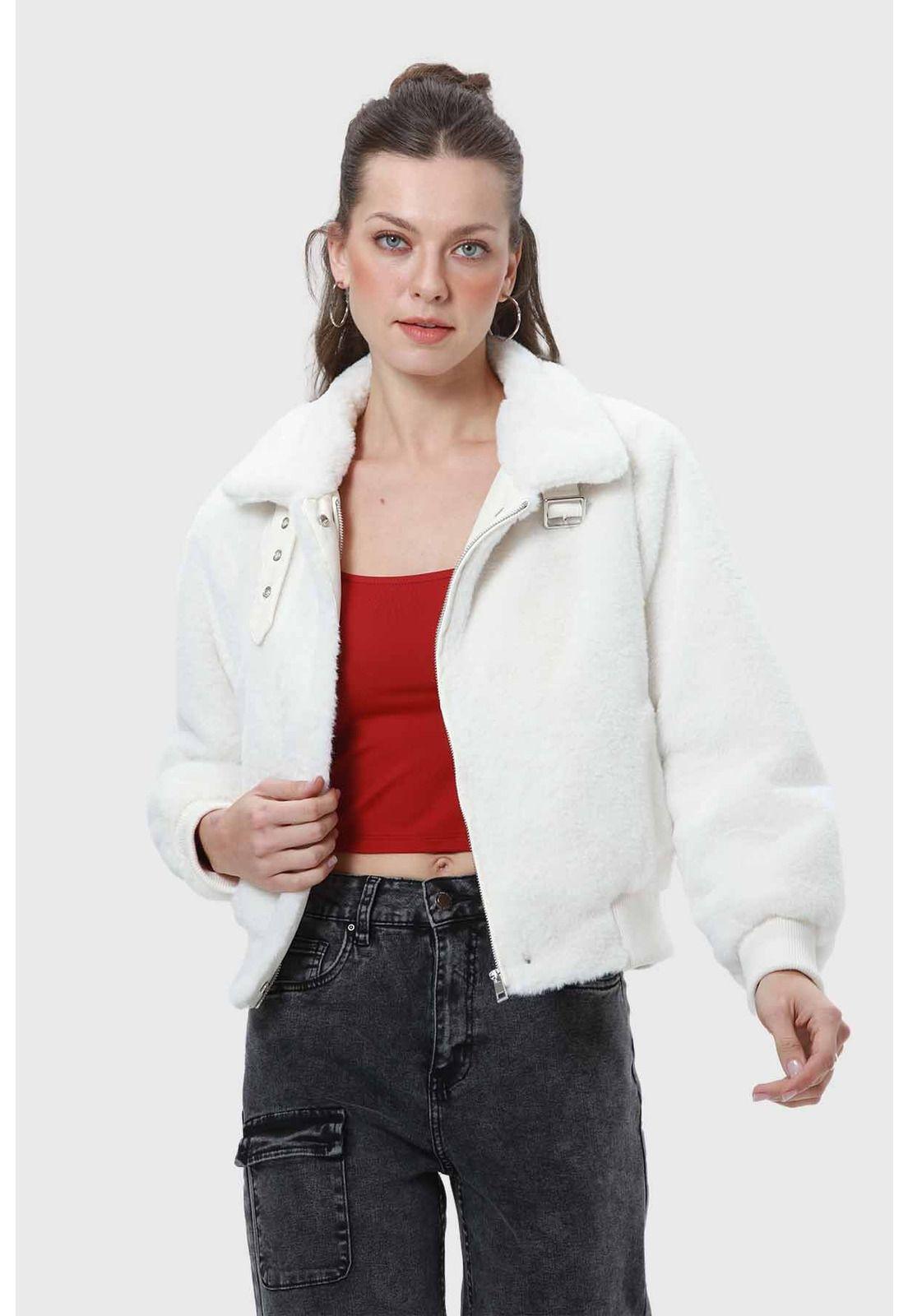 Chaqueta Mujer Peludo Crudo-1