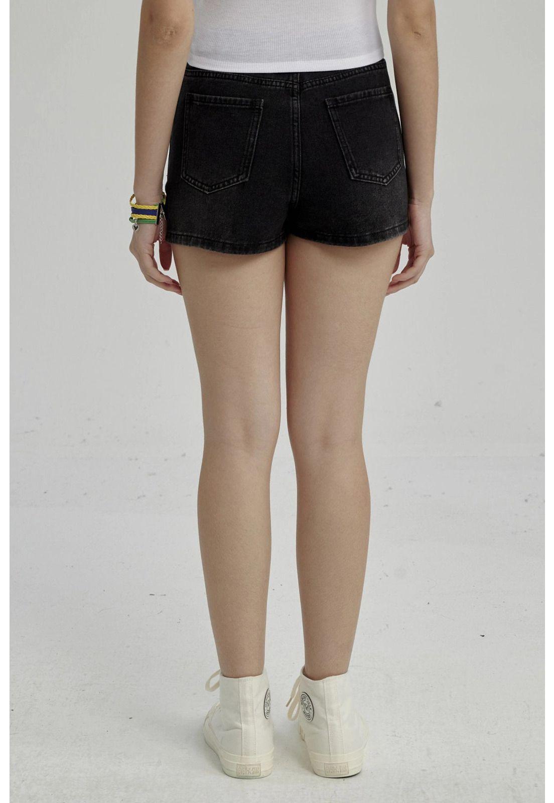 Short Niña Denim Bolsillo Delantero Negro-2