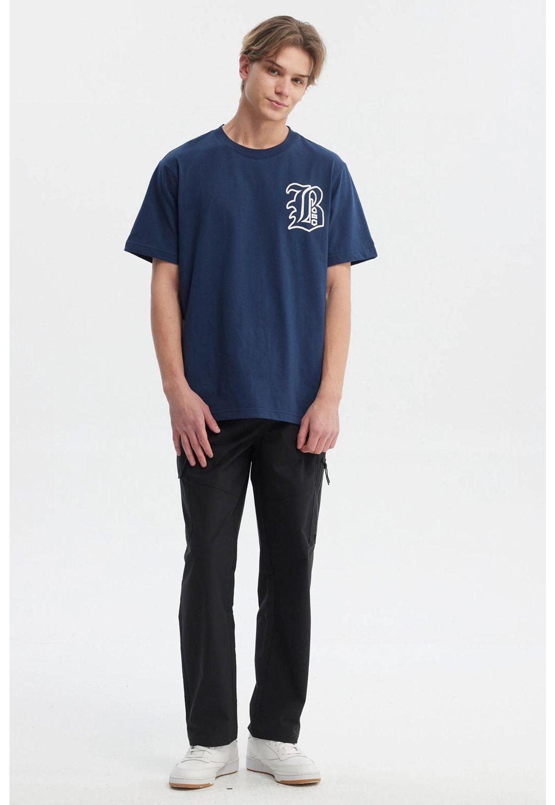 Polera Hombre Regular Fit Letra Azul-3