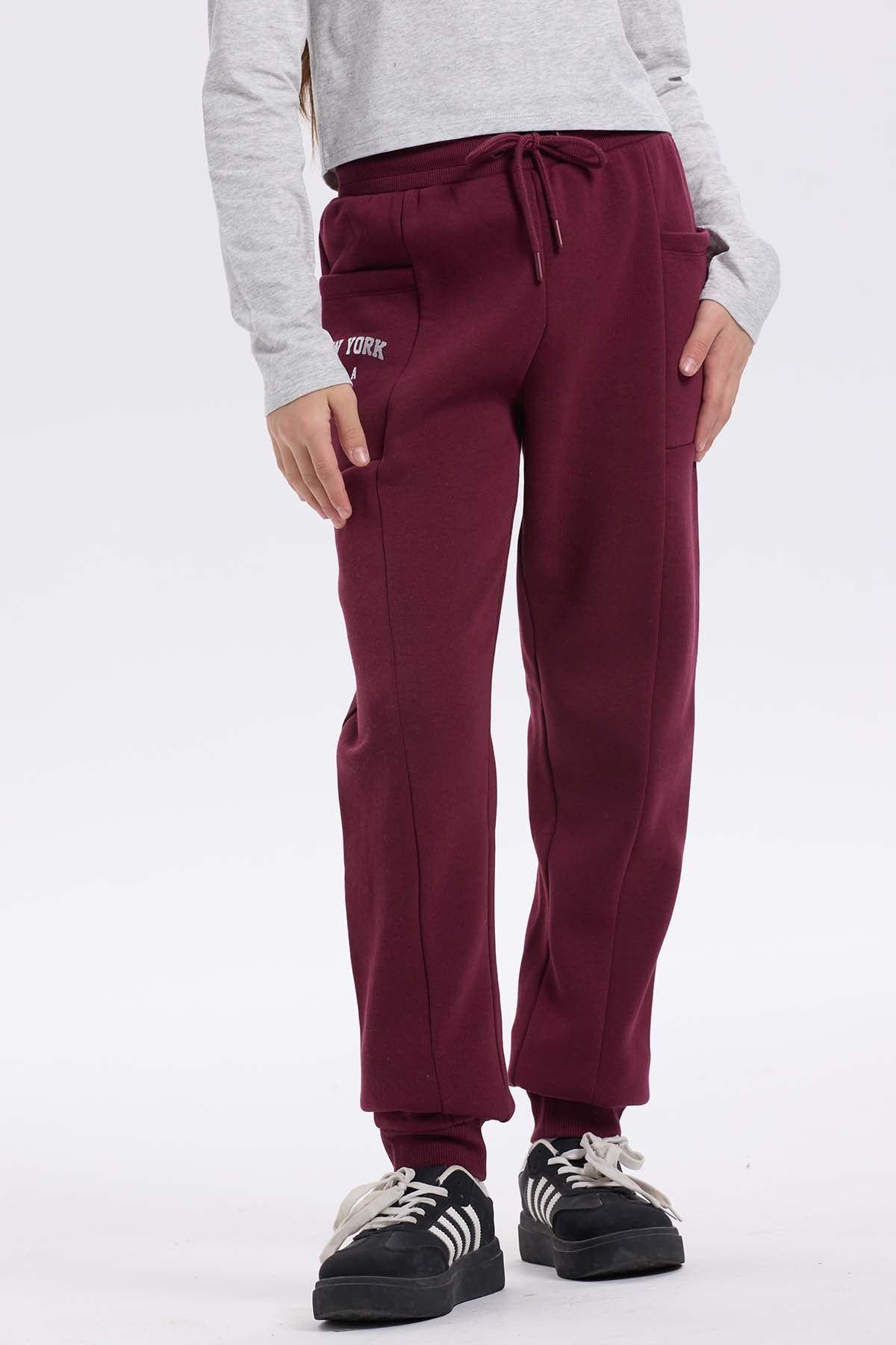 Pantalón Buzo Niña Bipack Vino-0