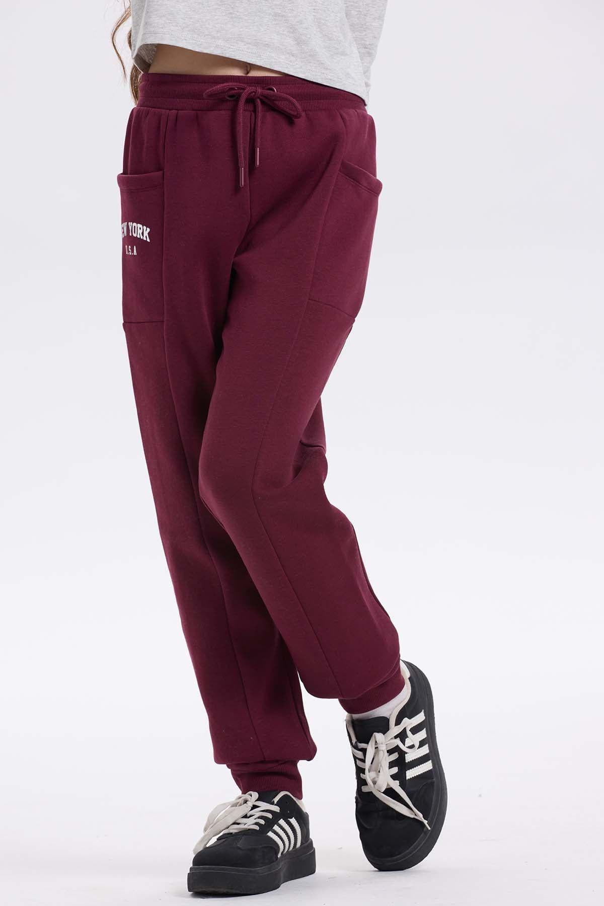 Pantalón Buzo Niña Bipack Vino-2