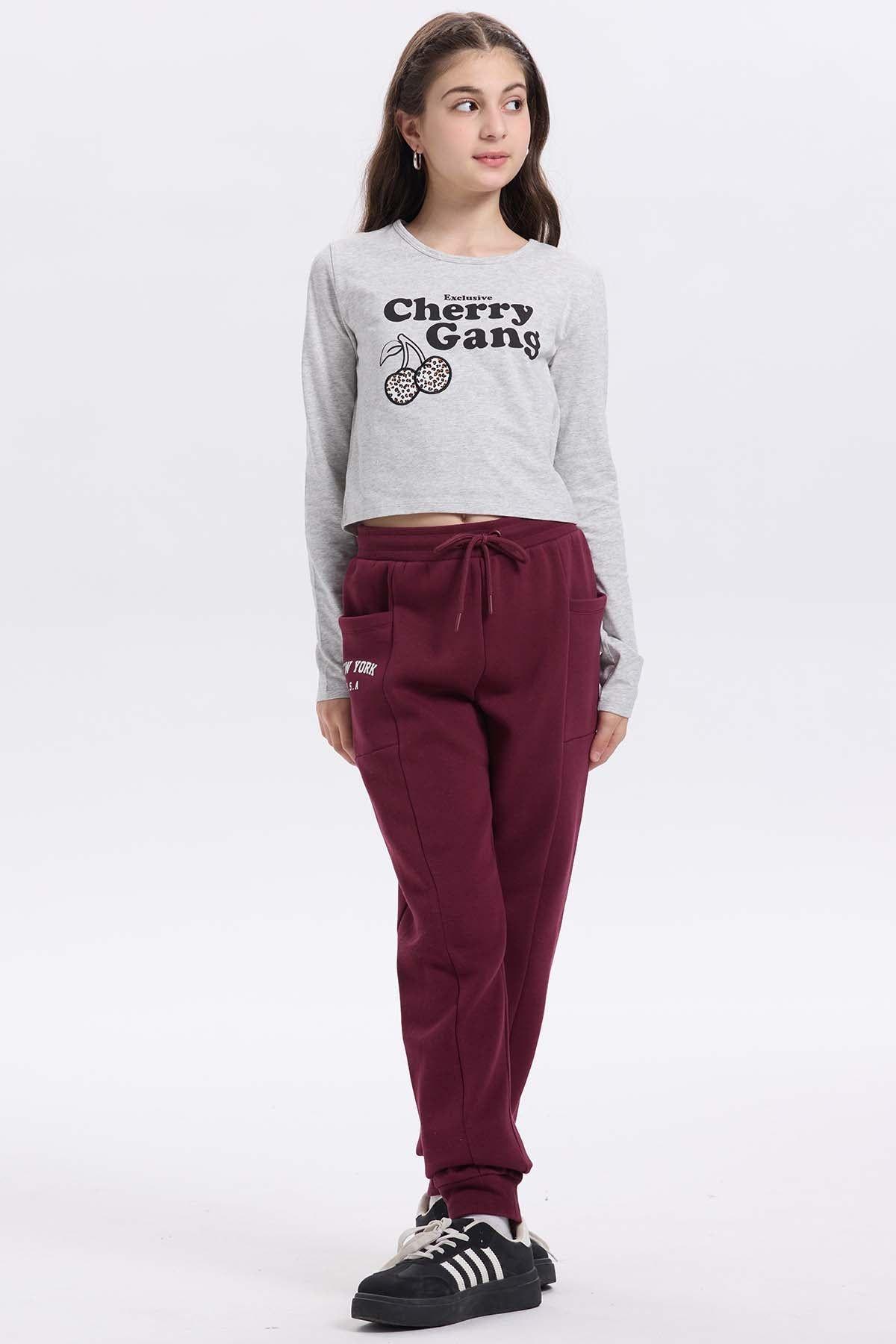 Pantalón Buzo Niña Bipack Vino-6