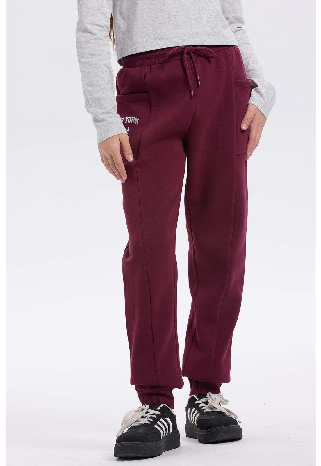 Pantalón Buzo Niña Bipack Vino-0