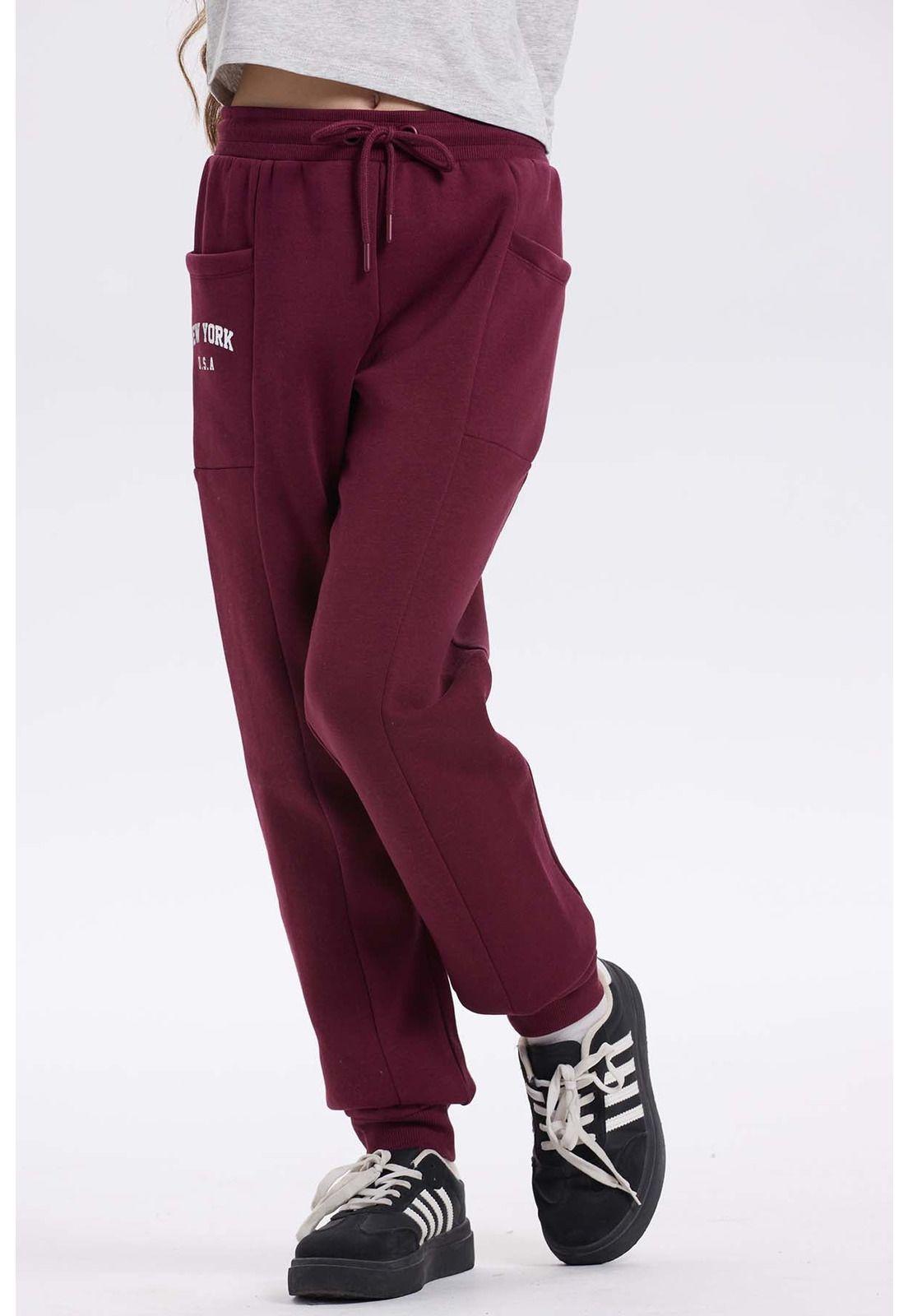 Pantalón Buzo Niña Bipack Vino-2