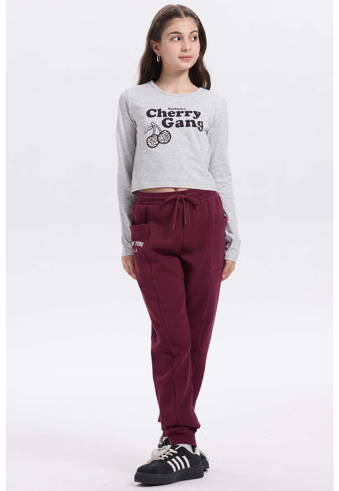 Pantalón Buzo Niña Bipack Vino-6