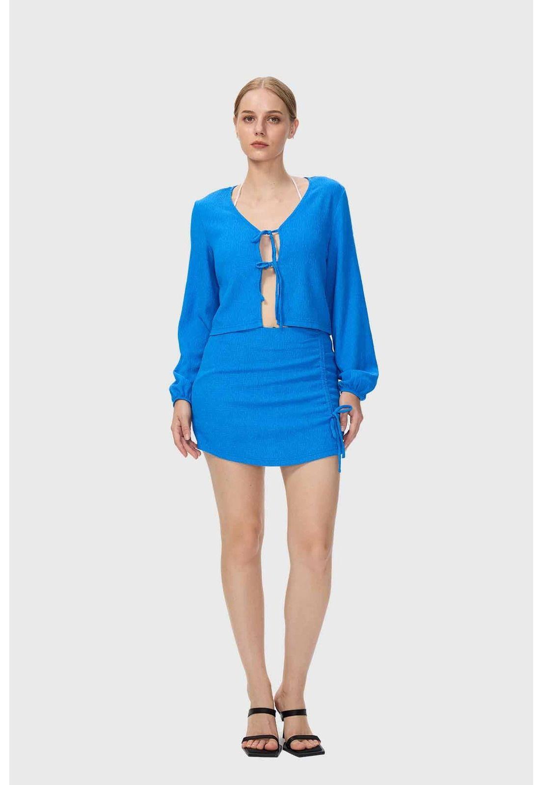 Falda Mujer Malla Azul-3