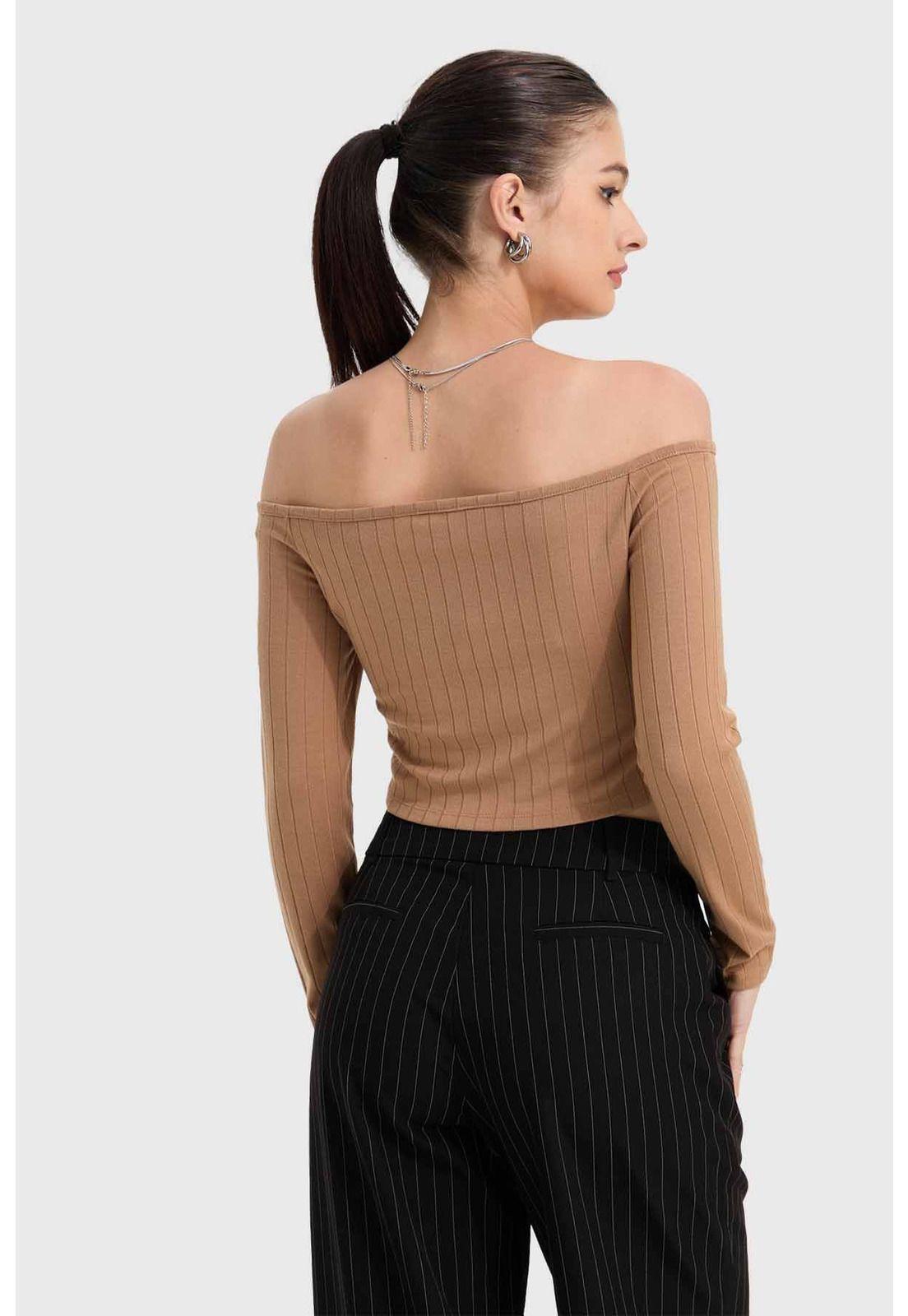 Polera Mujer Bardot C/Cierre Camel-2