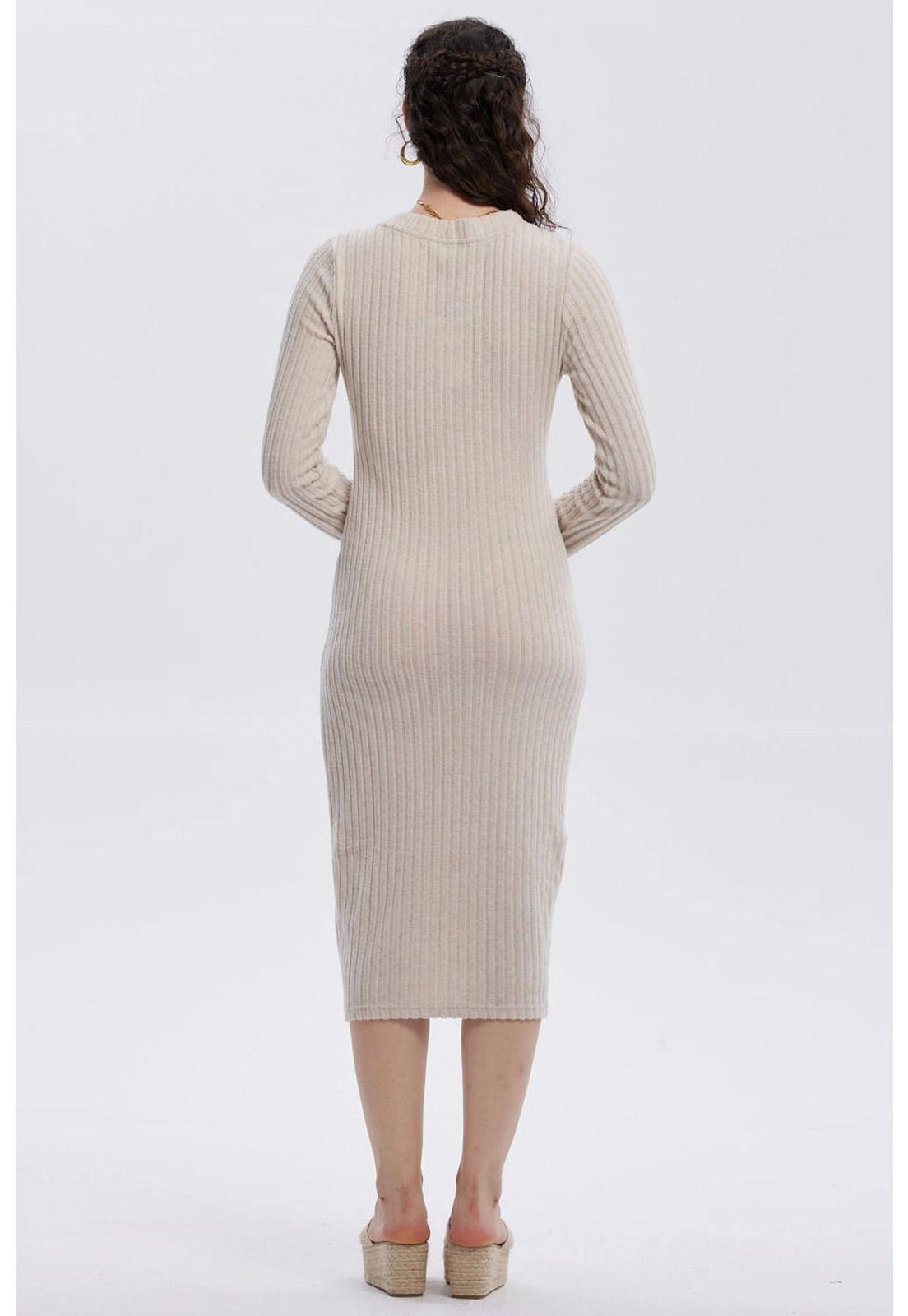 Vestido Mujer Abotonado Beige-2