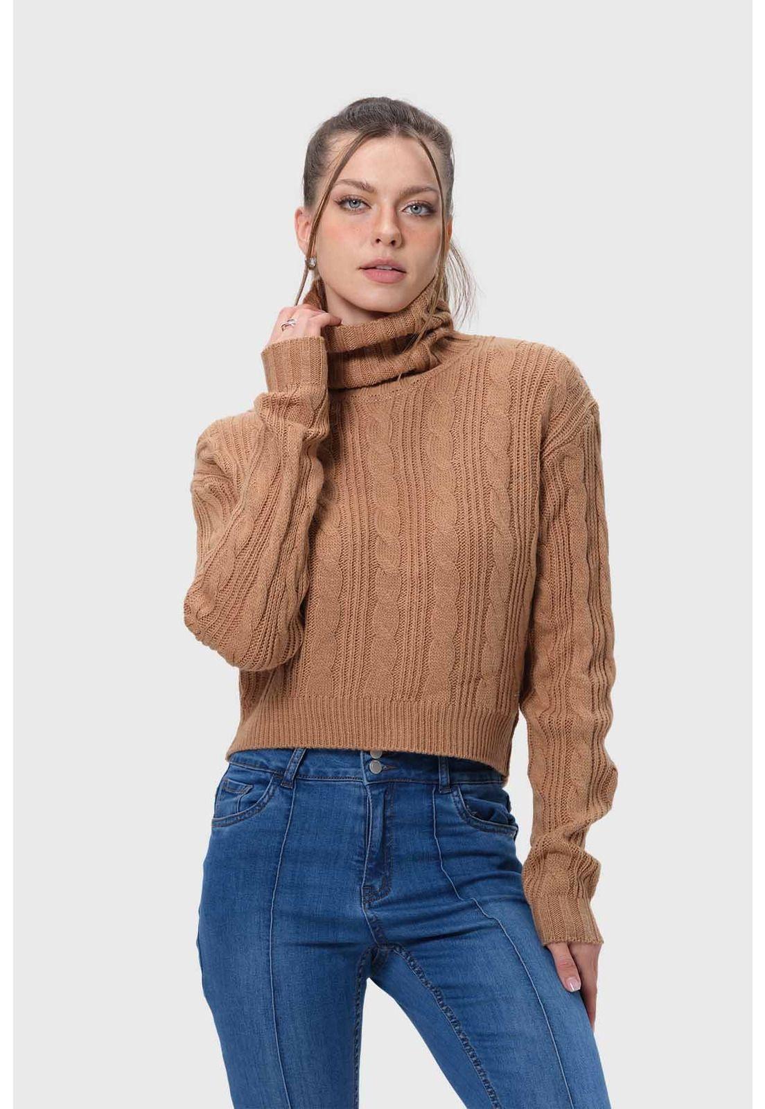 Sweater Mujer Trenzado Camel-0