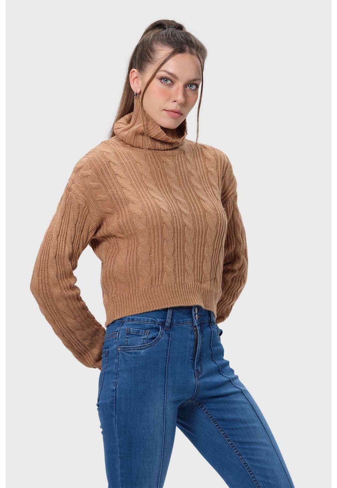 Sweater Mujer Trenzado Camel-1