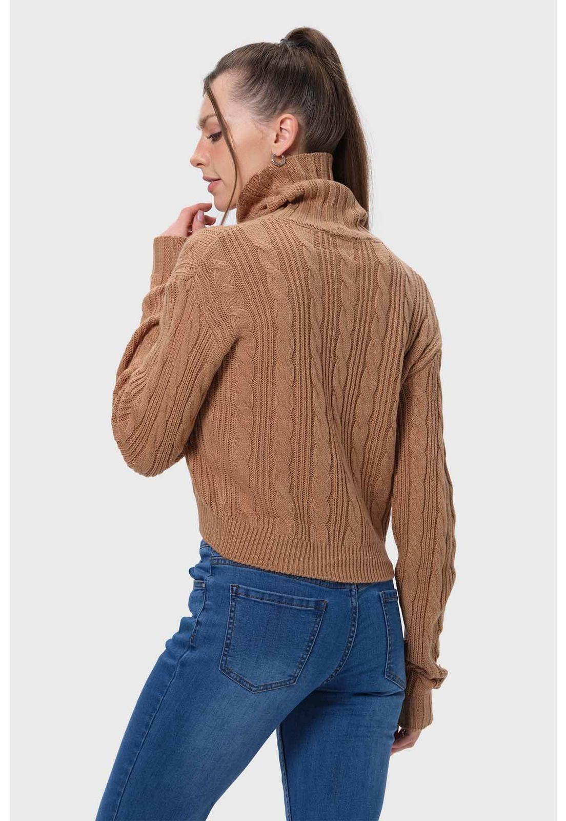 Sweater Mujer Trenzado Camel-2