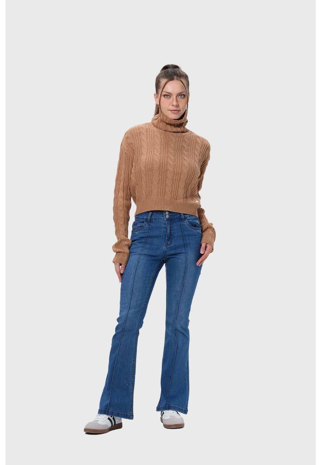 Sweater Mujer Trenzado Camel-3
