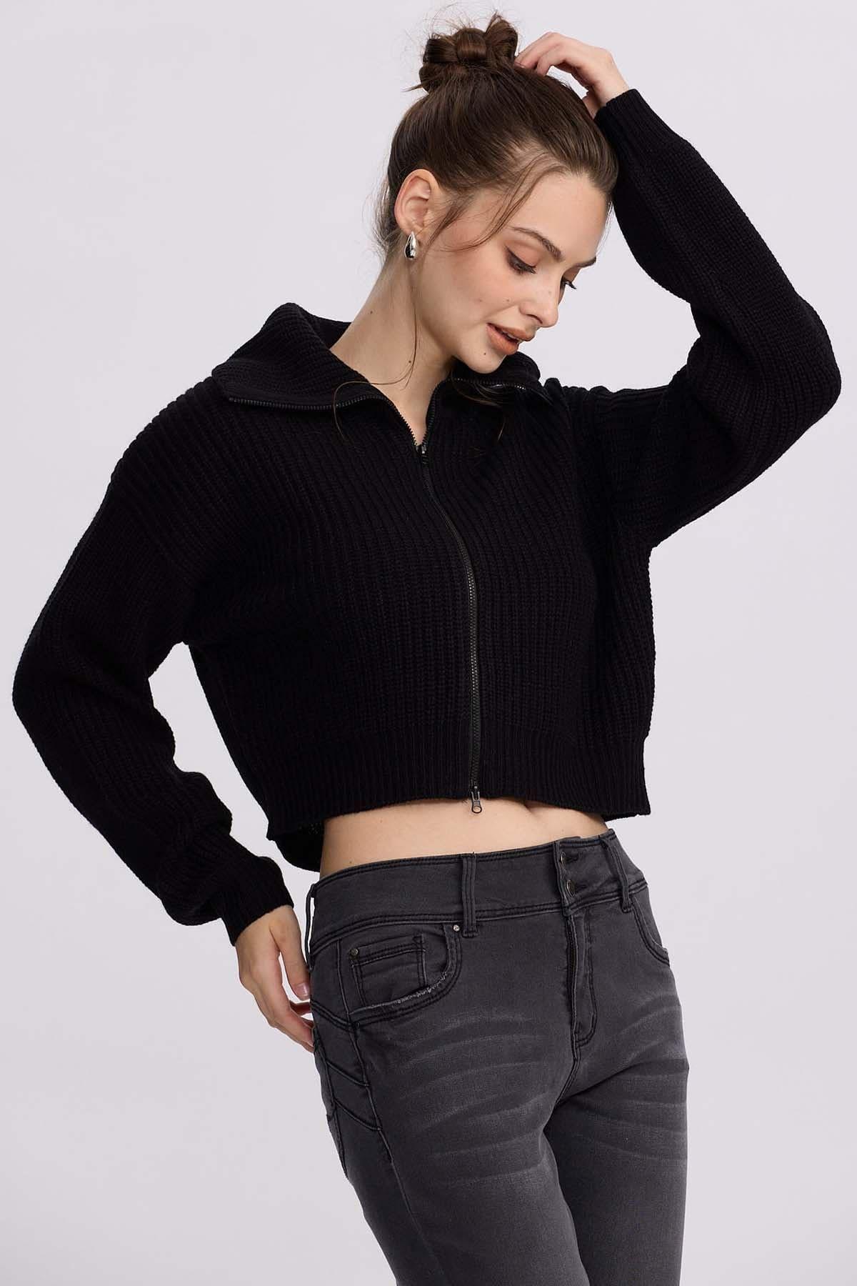 Sweater Mujer Full Zipper Negro-1