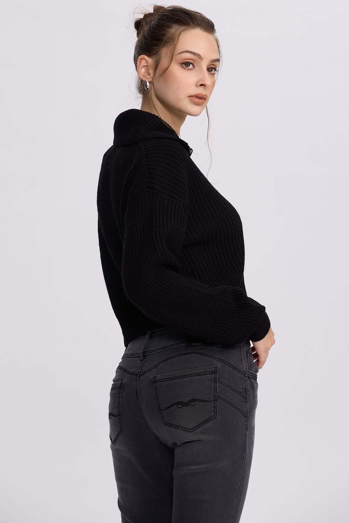 Sweater Mujer Full Zipper Negro-2