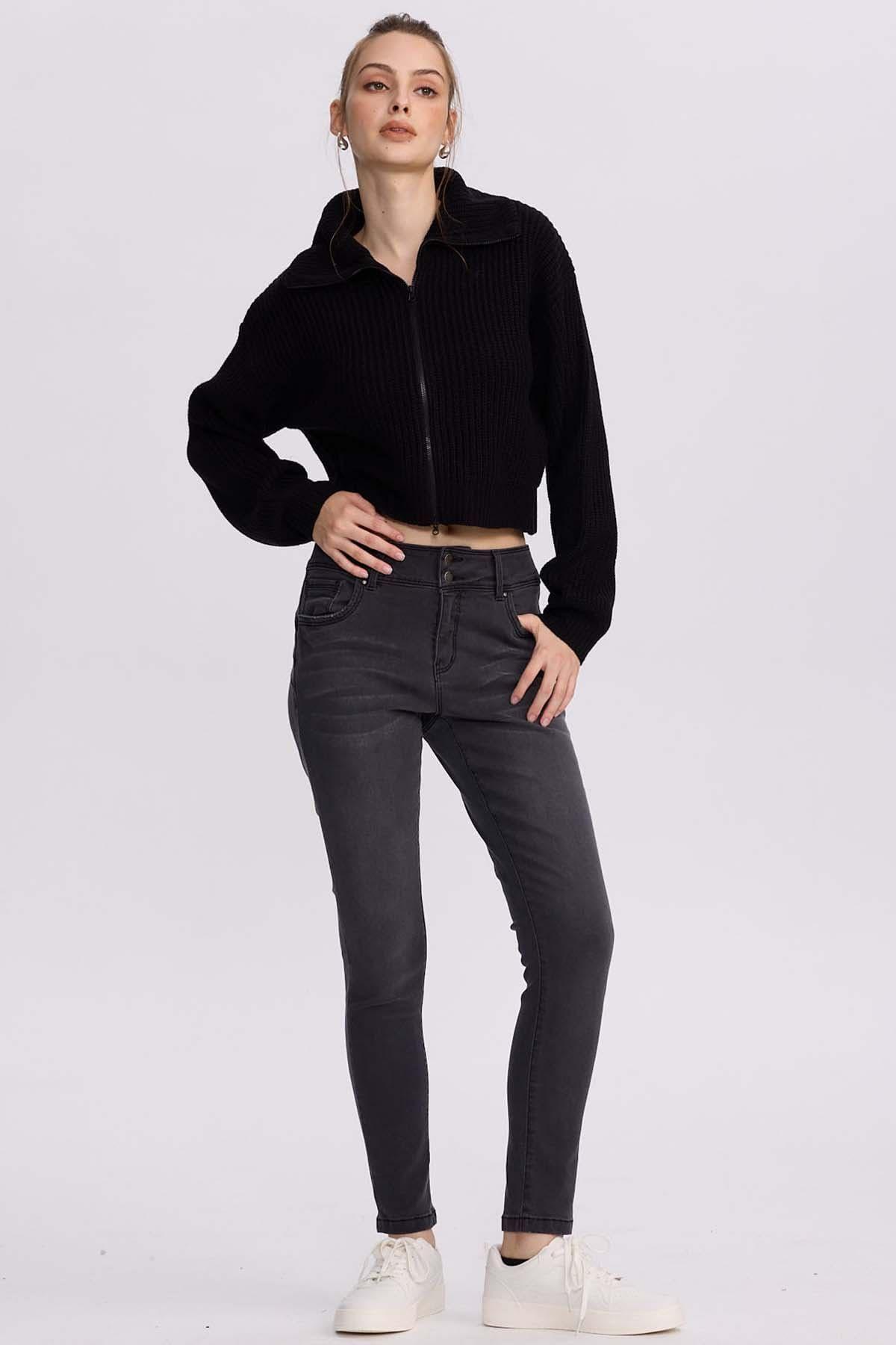 Sweater Mujer Full Zipper Negro-3