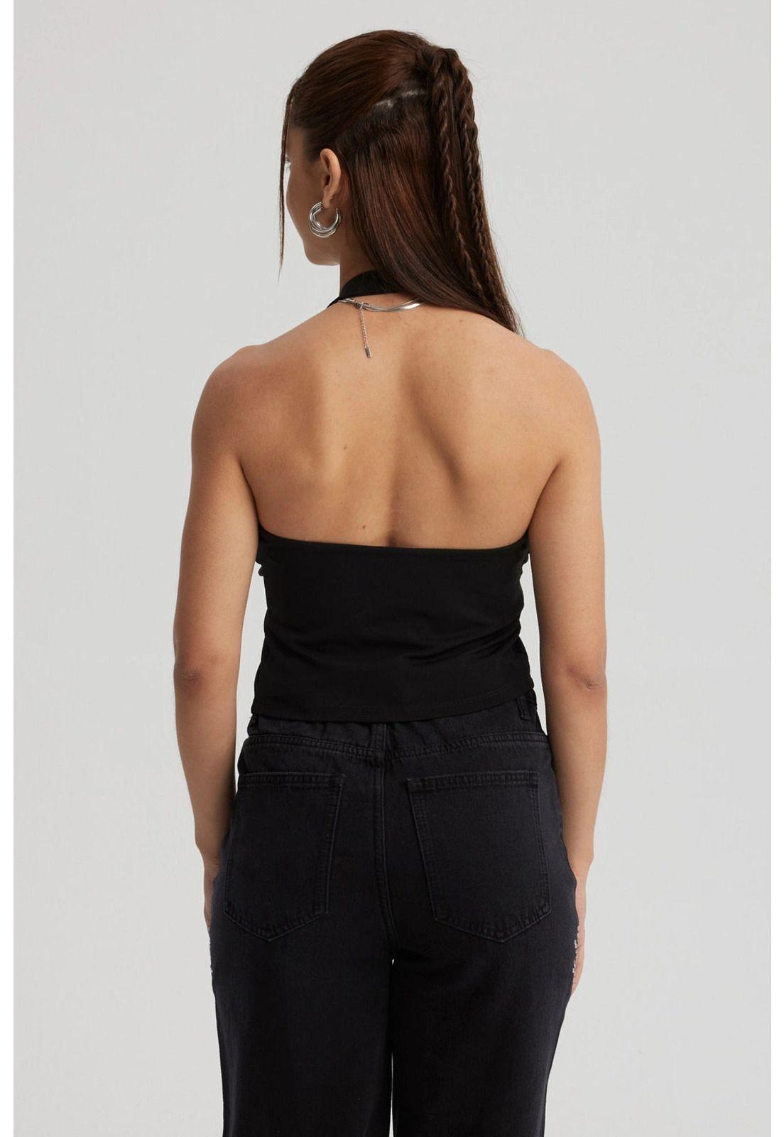 Polera Mujer Pliegues Negro-2