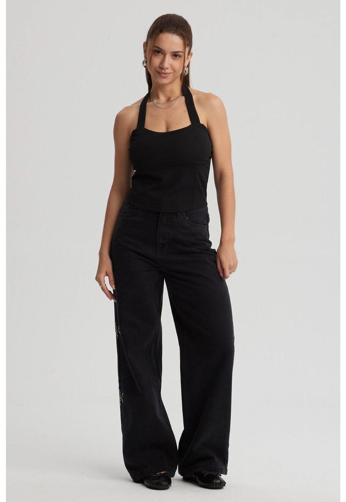 Polera Mujer Pliegues Negro-3