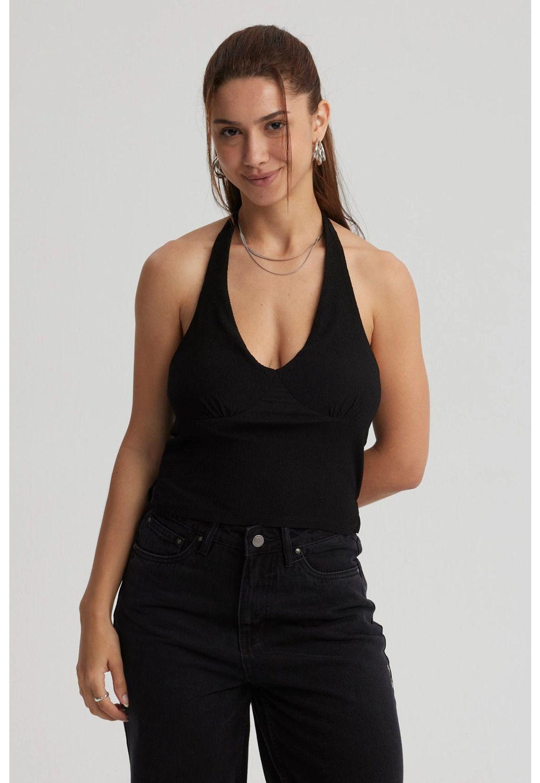 Polera Mujer Textura Negro - lV-0
