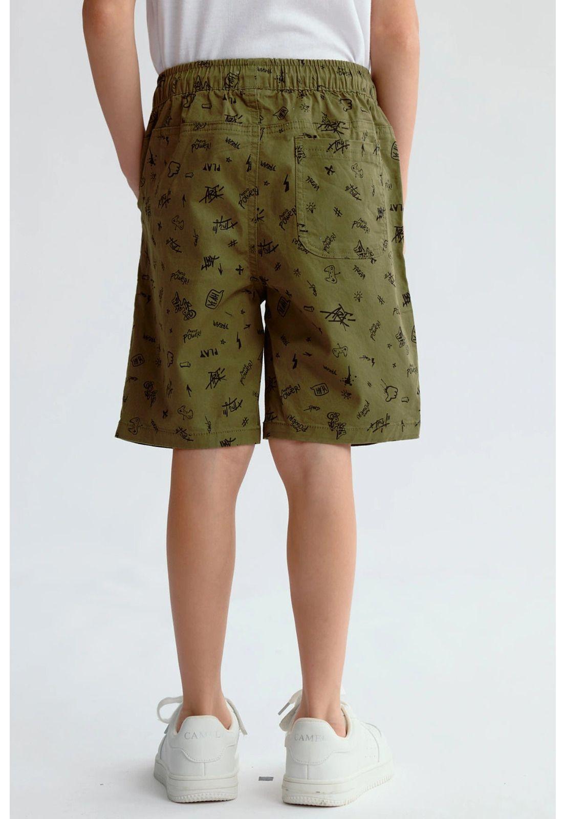 Bermuda Niño Gabardina Básica Verde Militar-2