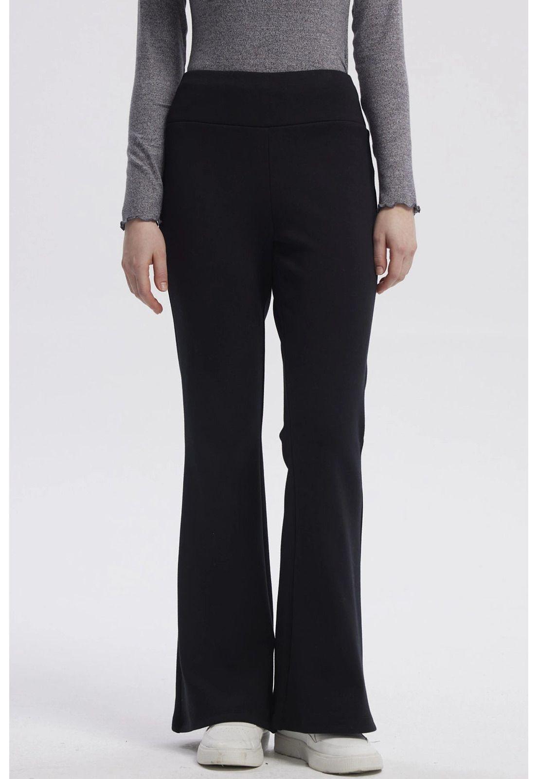 Pantalón Mujer Flare Cotelón Negro-0