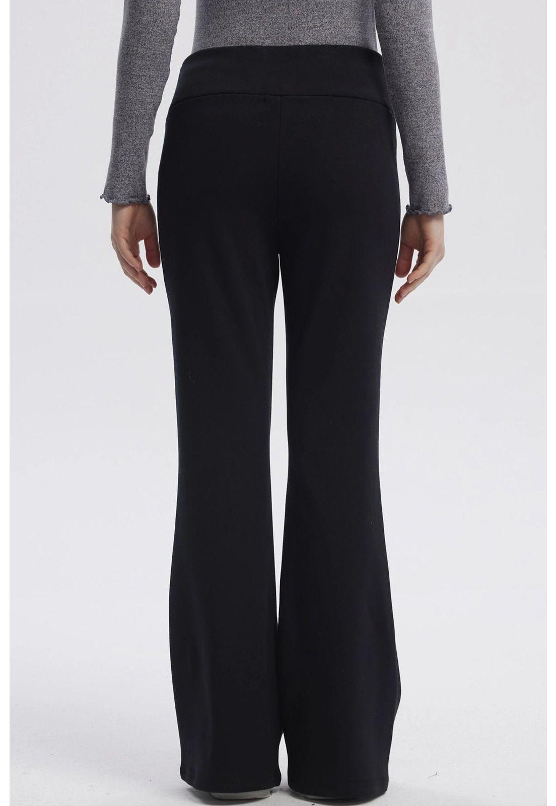 Pantalón Mujer Flare Cotelón Negro-2