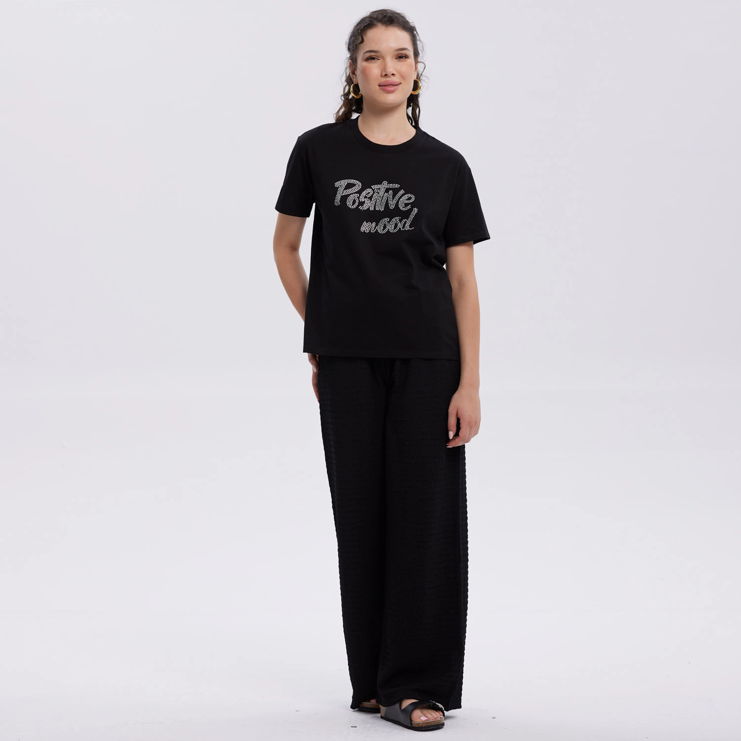 Polera Mujer Print Con Aplicación Negro-0