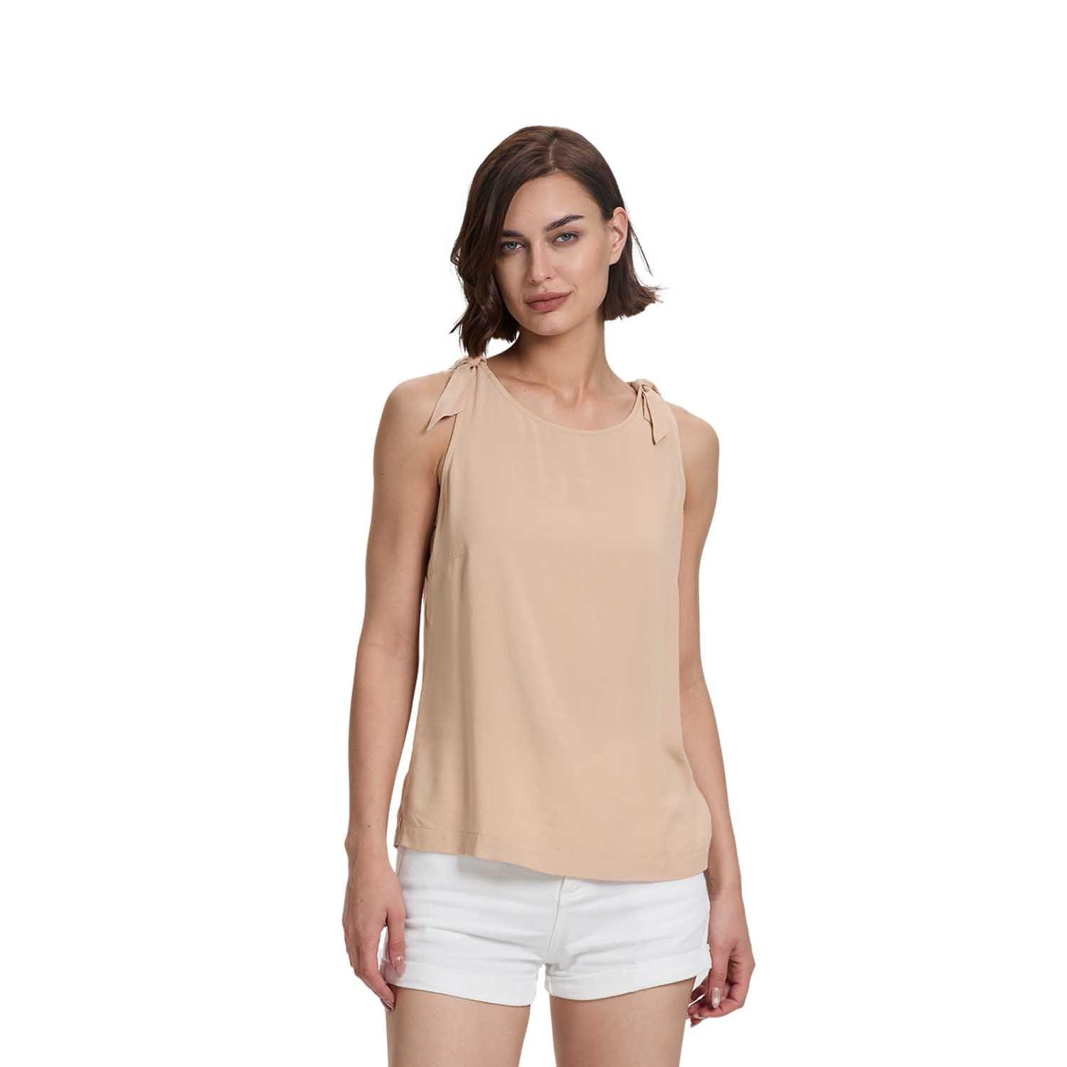 Blusa Mujer Aplicación Nudo Pabilo Beige Fashion's Park-0