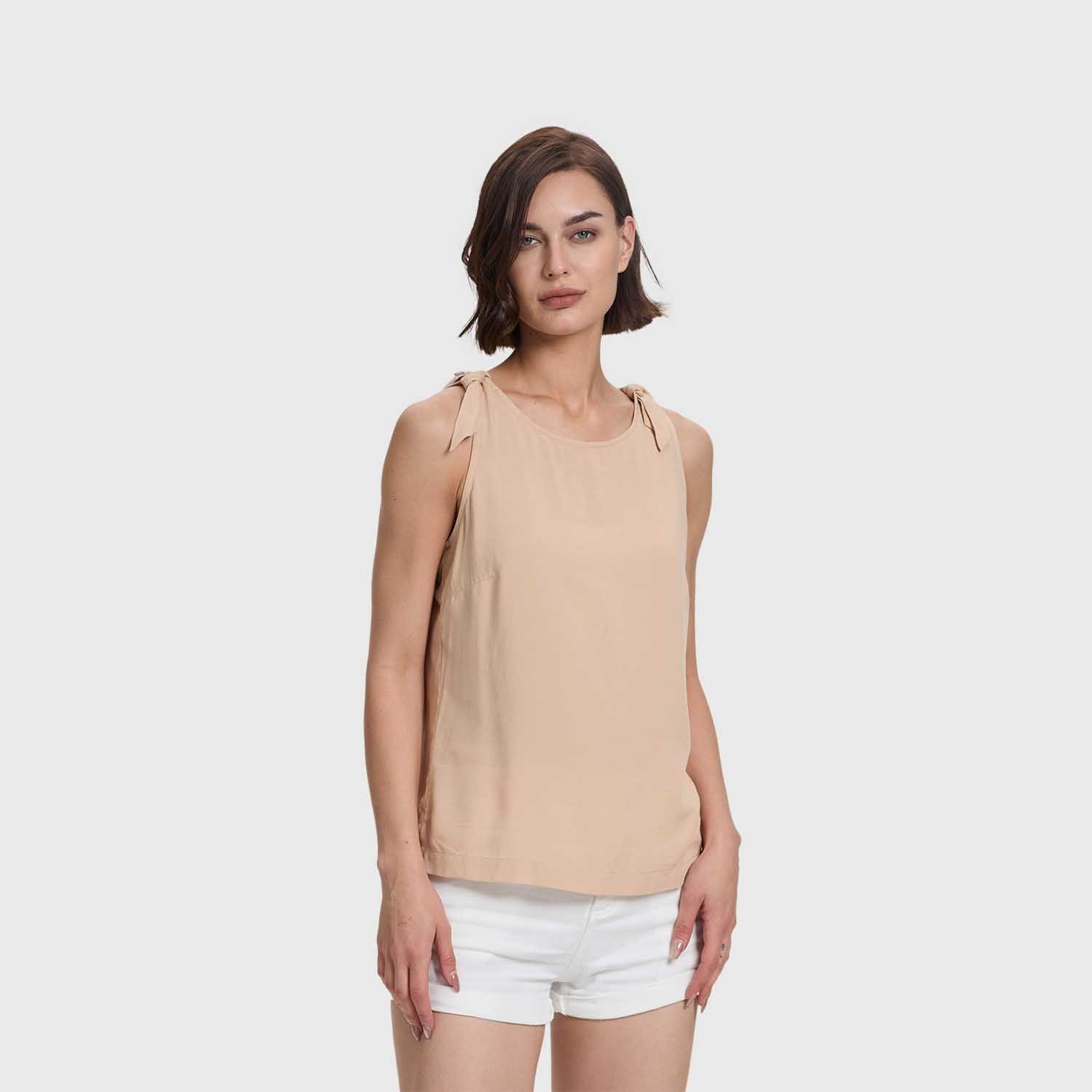Blusa Mujer Aplicación Nudo Pabilo Beige Fashion's Park-1