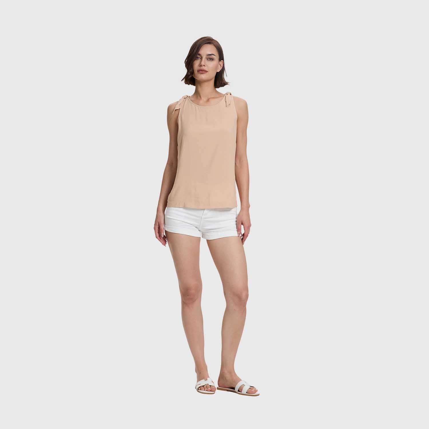 Blusa Mujer Aplicación Nudo Pabilo Beige Fashion's Park-3