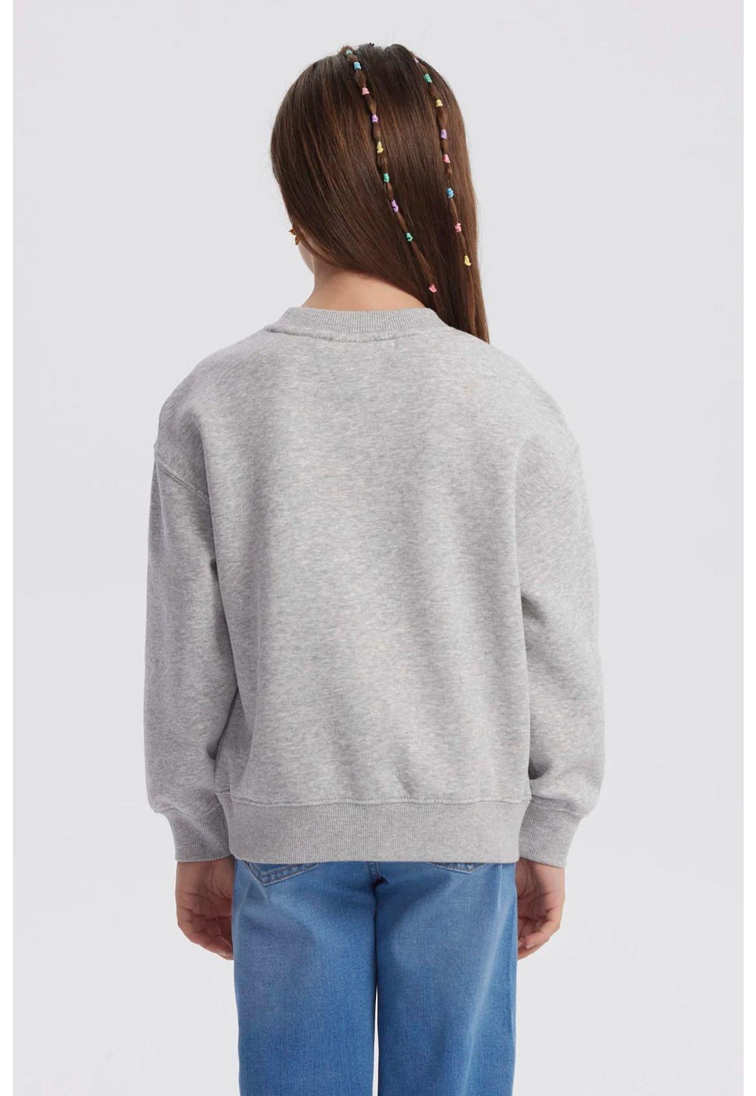 Polerón Niña Básico Print Gris Melange - ll-2