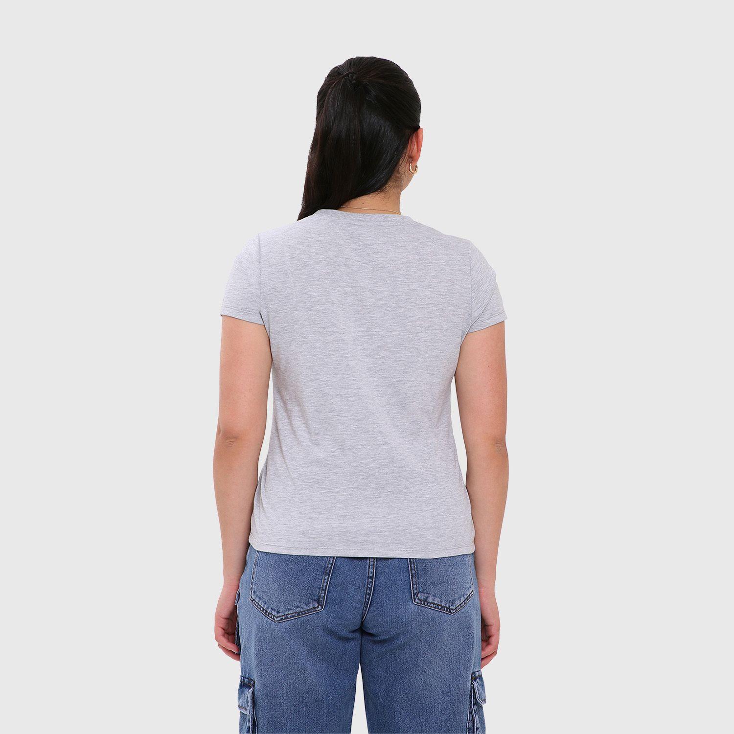 Polera Mujer Lisa Gris Melange Fashion's Park-2