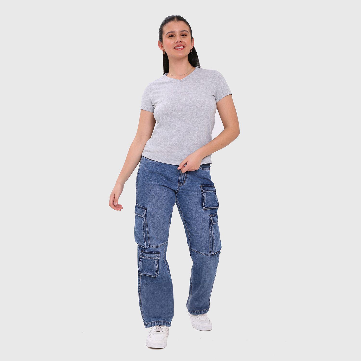 Polera Mujer Lisa Gris Melange Fashion's Park-3