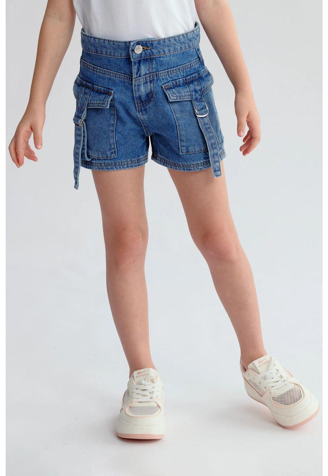 Short Niña Denim Cargo Azul-0