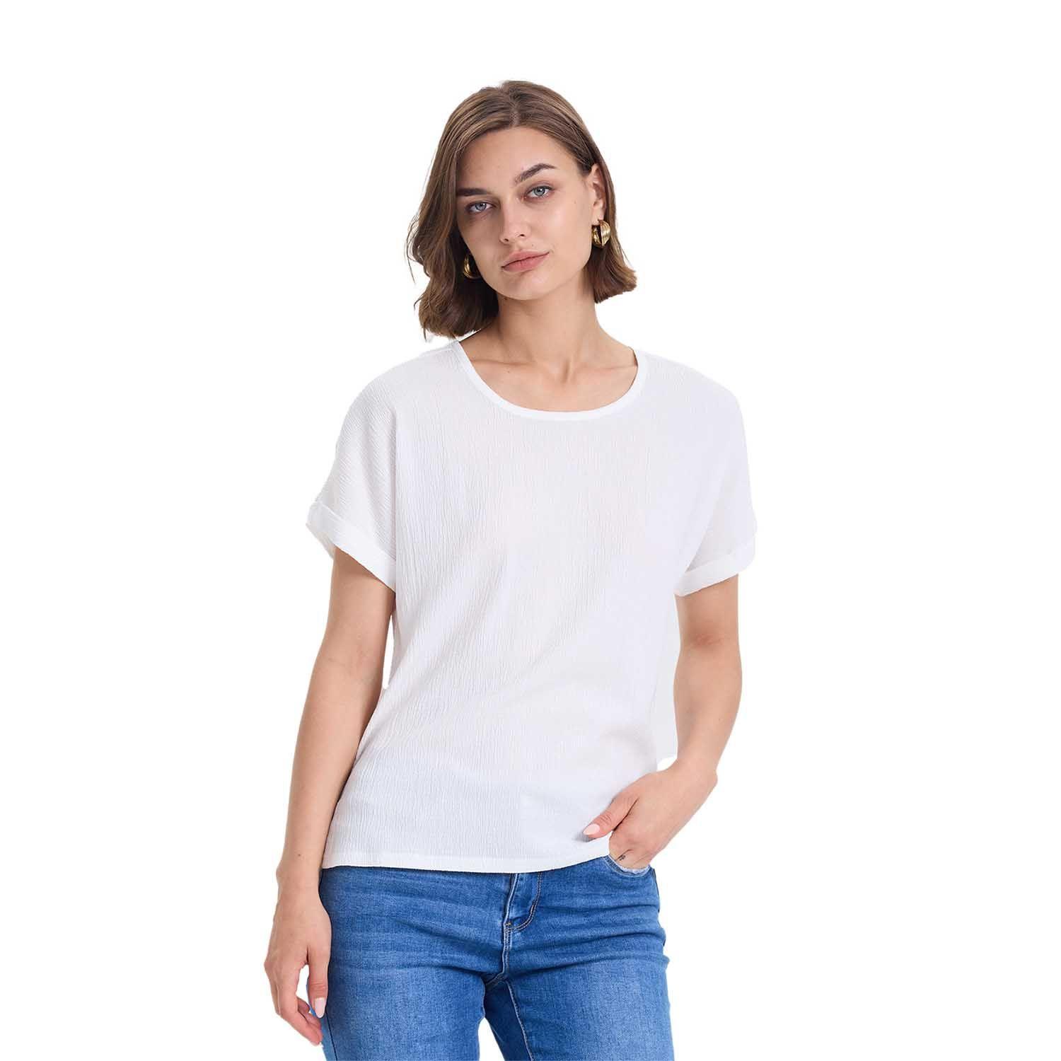 Polera Mujer Dobladillo En Manga Crudo Fashions Park-0