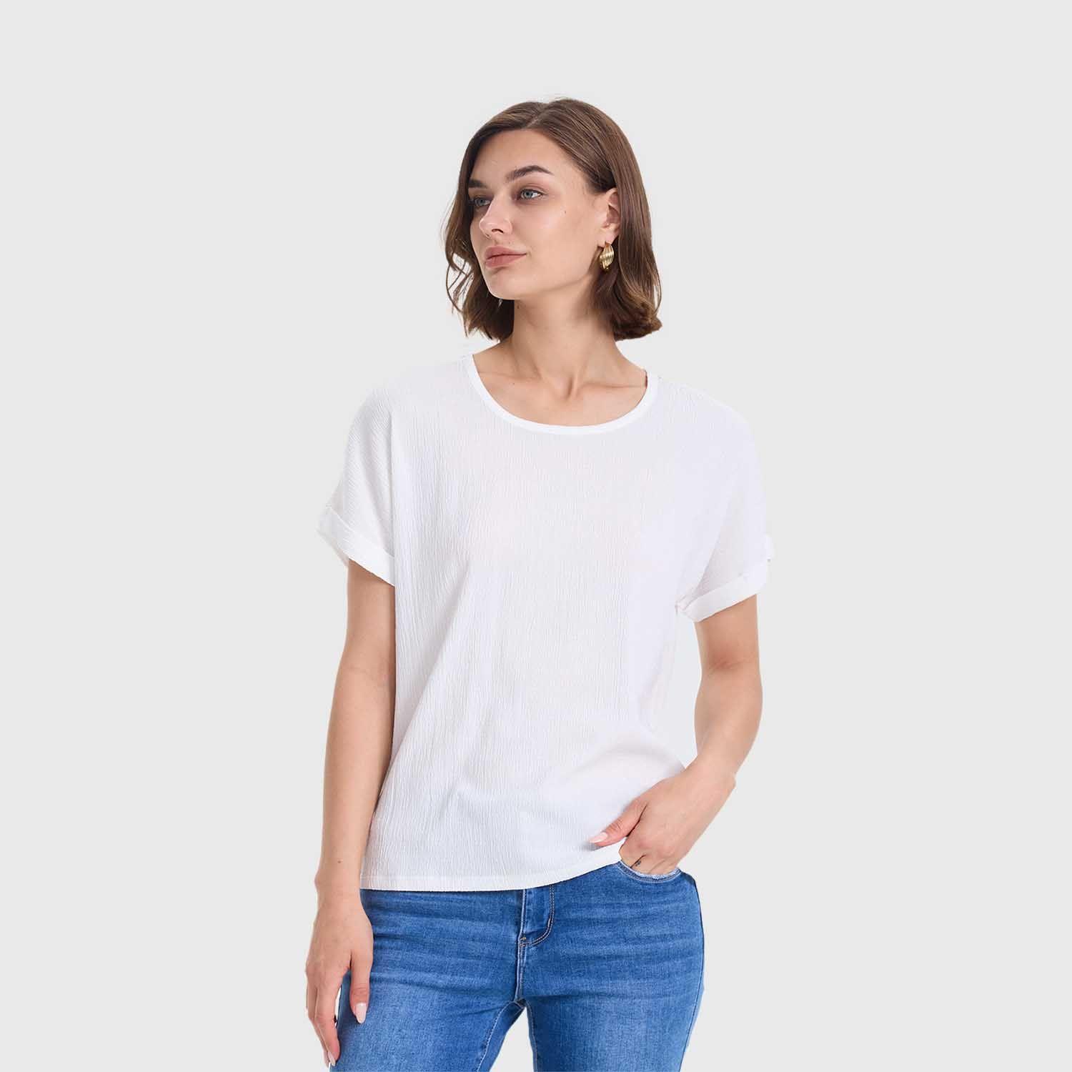 Polera Mujer Dobladillo En Manga Crudo Fashions Park-1
