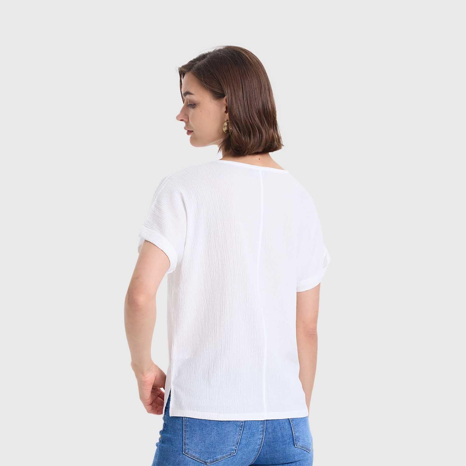 Polera Mujer Dobladillo En Manga Crudo Fashions Park-2