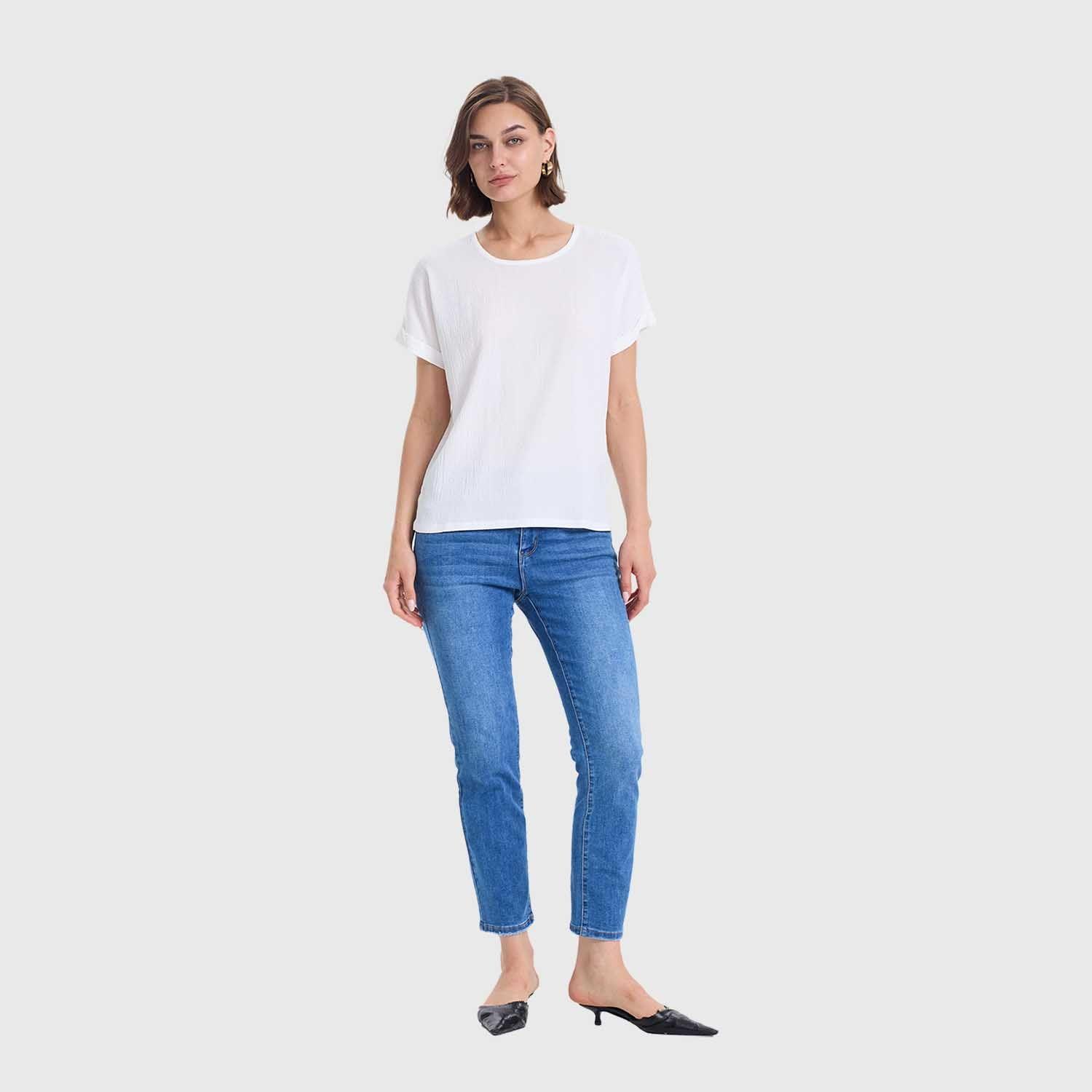 Polera Mujer Dobladillo En Manga Crudo Fashions Park-3