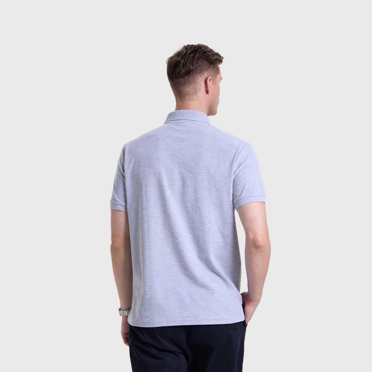 Polera Hombre Pique Básica Lisa Gris Melange Fashion's Park-2