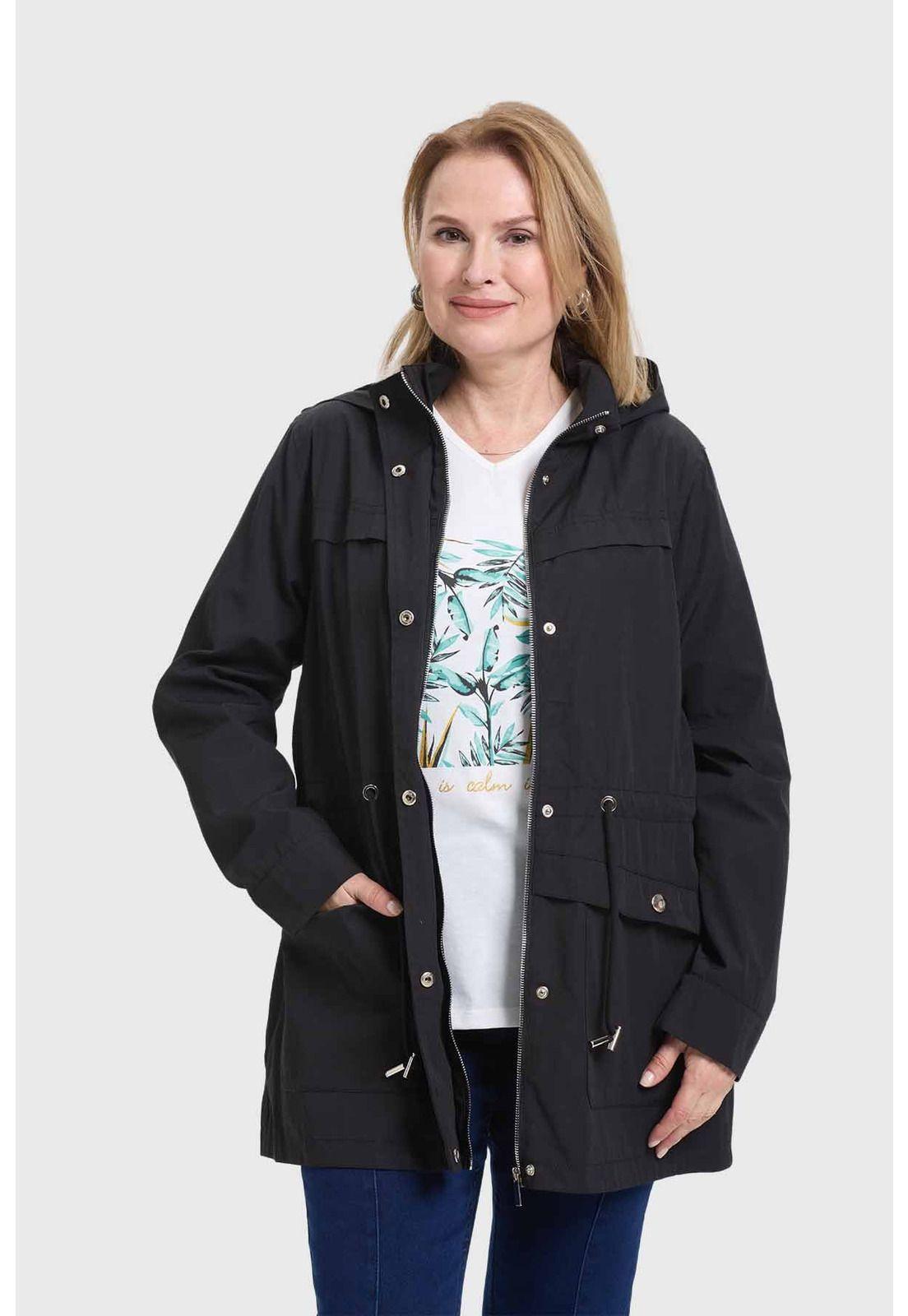 Chaqueta Mujer Con Gorro Negro-1