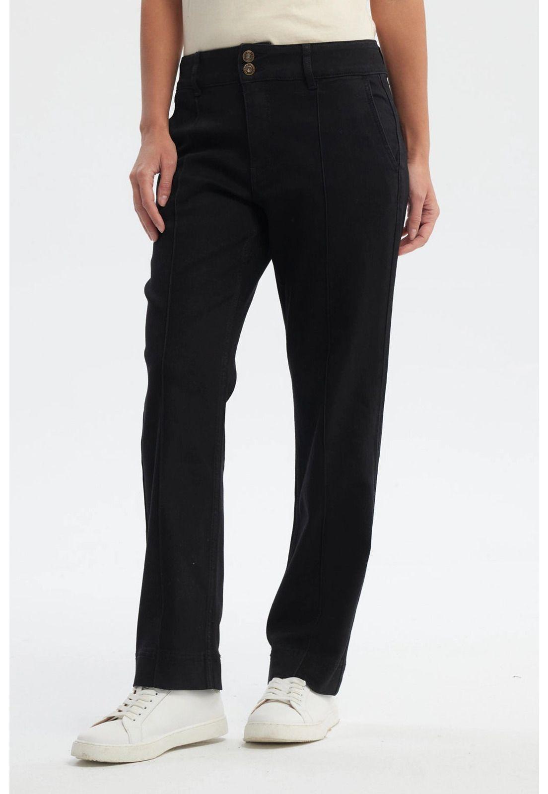 Jeans Mujer Calce Recto Tiro Alto Negro - ll-1