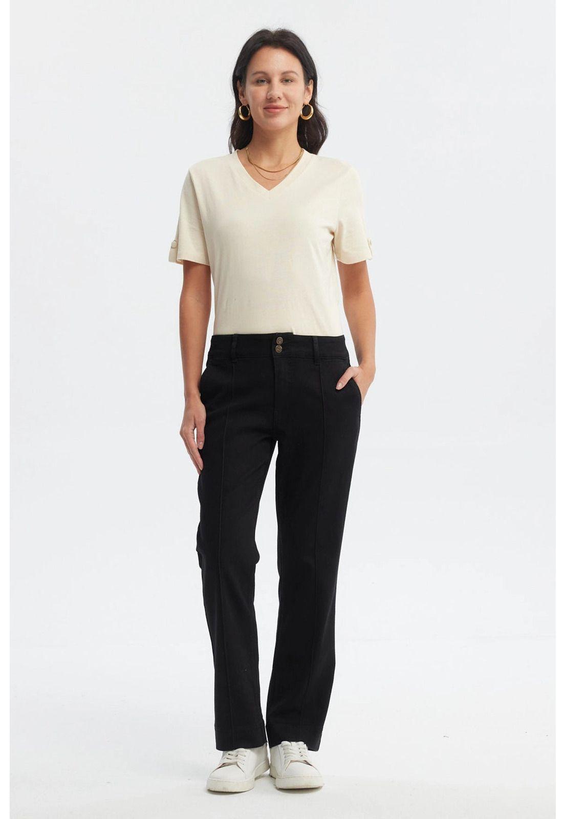 Jeans Mujer Calce Recto Tiro Alto Negro - ll-3