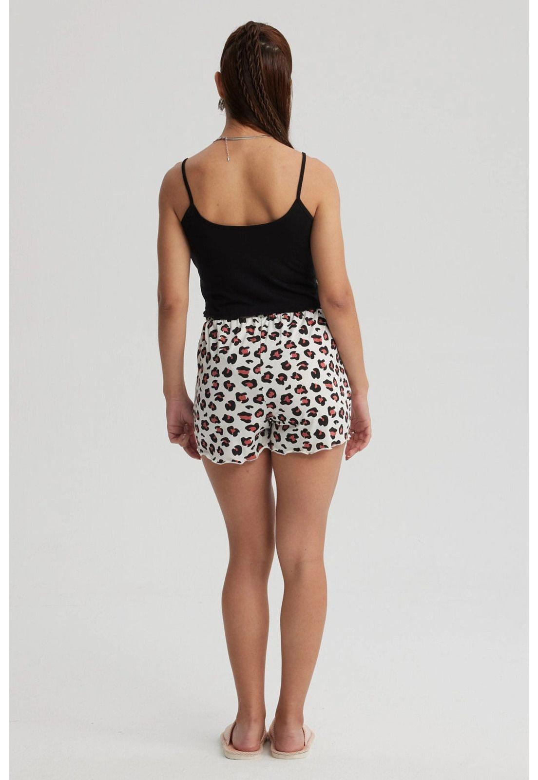 Pijama Mujer Crop Negro-1