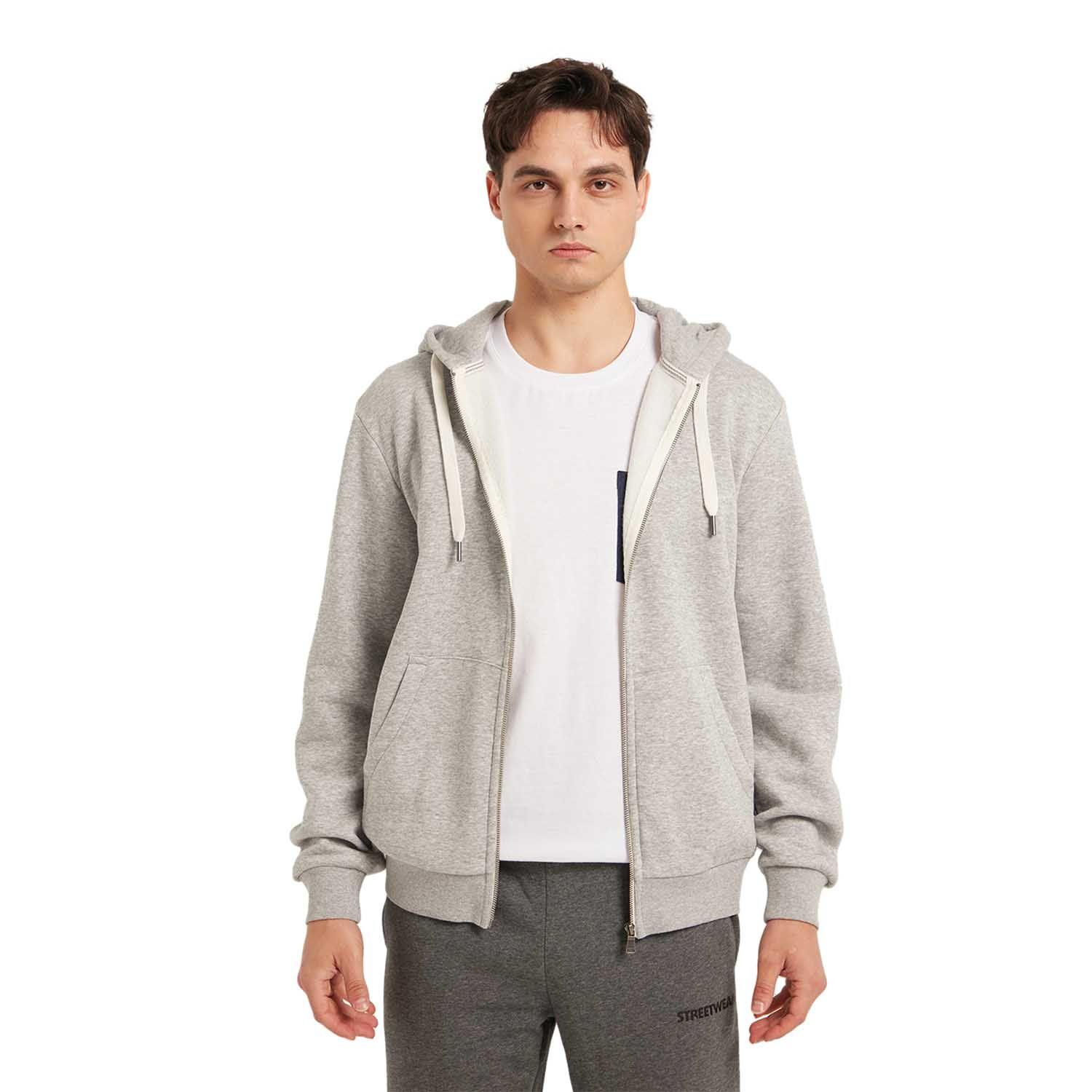 Polerón Hombre Hoodie Básico Full Gris-0
