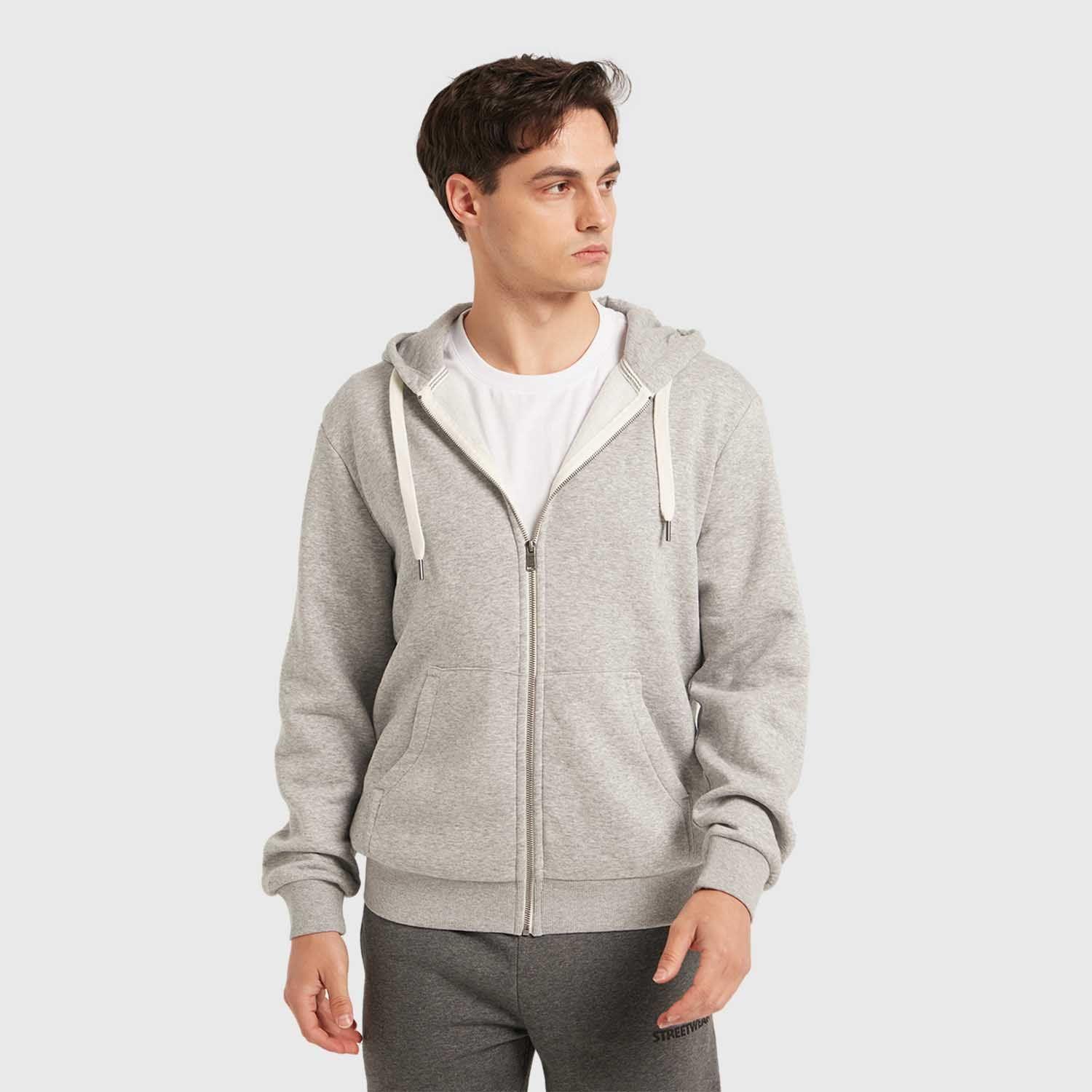 Polerón Hombre Hoodie Básico Full Gris-1
