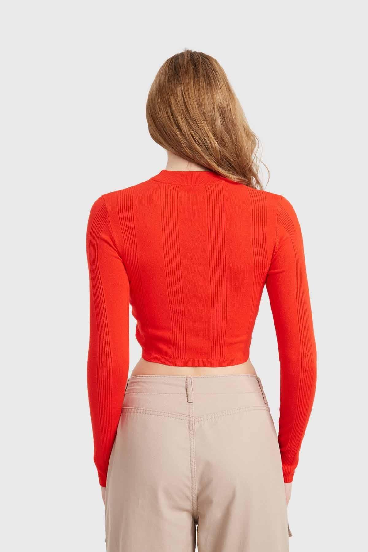 Sweater Mujer Crop Rojo-2