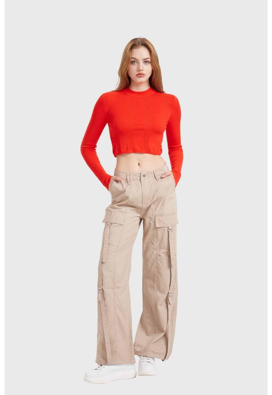 Sweater Mujer Crop Rojo-3